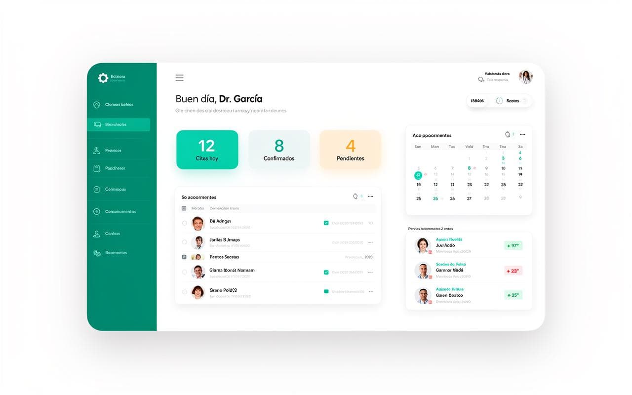 Panel de control de Agenda Clínica mostrando agenda de citas médicas con turnos confirmados por WhatsApp en clínica de Uruguay